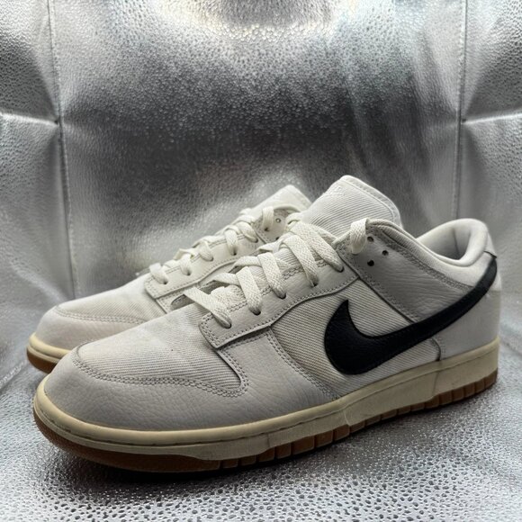 Size 11 Nike Dunk Low Canvas White Gum Black Mens Lace-Up Sneakers AA1056-100 - Picture 8 of 12